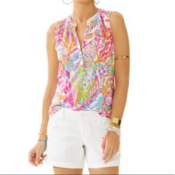 Lilly Pulitzer Tops - Lilly Pulitzer scuba to Cuba Essie Sleeveless top